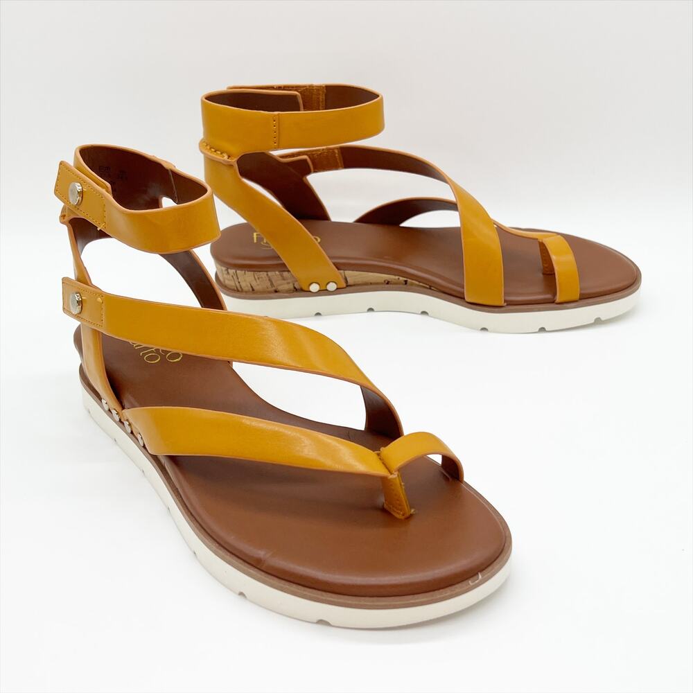 Franco Sarto Daven Sport Gladiator Mustard Yellow Tan Sandals Womens Size 7.5